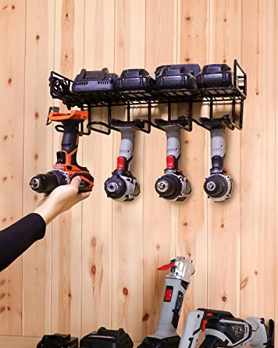 UNITEDPOWER Wall Mounted Power Tool Organizer Holder, Heavy Duty Utility Storage Rack for Battery Powered Hand Tools, Cordless Drill Rack and Tool Shelf w/ Compact Design, Perfect for Father's Day