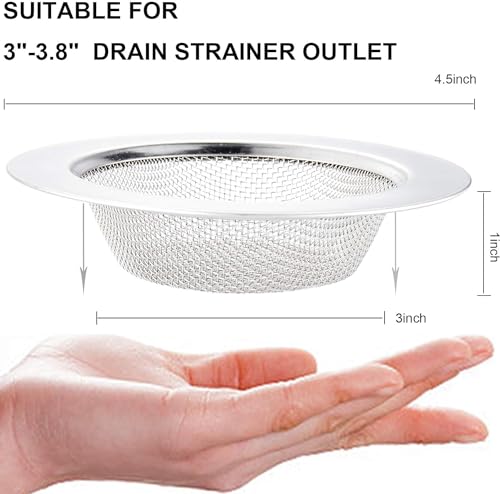 2 PCS Kitchen Sink Strainer Stainless Steel, kitchen Sink Drain Strainerï¼Sink Strainers with Large Wide Rim 4.5" Diameter for Kitchen Sinks