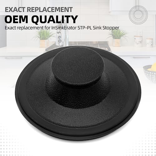 (2 Pack) Exact Replacement for InSinkErator STP-PL/STPPL Black Rubber Sink Stopper for Garbage Disposal â Compatible with Standard 3-1/2" Drains from Kohler, Waste King, Whirlpool, and More