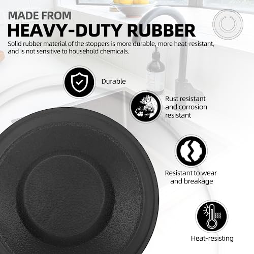 (2 Pack) Exact Replacement for InSinkErator STP-PL/STPPL Black Rubber Sink Stopper for Garbage Disposal â Compatible with Standard 3-1/2" Drains from Kohler, Waste King, Whirlpool, and More