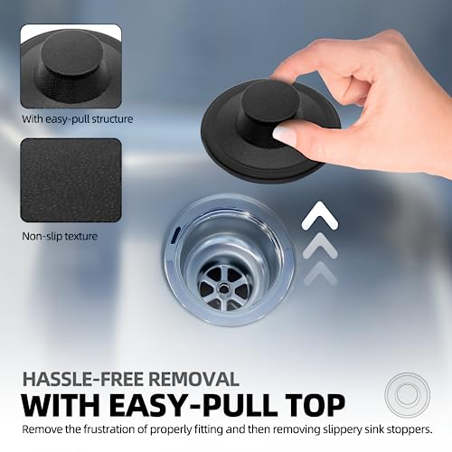 (2 Pack) Exact Replacement for InSinkErator STP-PL/STPPL Black Rubber Sink Stopper for Garbage Disposal â Compatible with Standard 3-1/2" Drains from Kohler, Waste King, Whirlpool, and More
