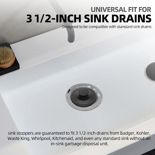 (2 Pack) Exact Replacement for InSinkErator STP-PL/STPPL Black Rubber Sink Stopper for Garbage Disposal â Compatible with Standard 3-1/2" Drains from Kohler, Waste King, Whirlpool, and More