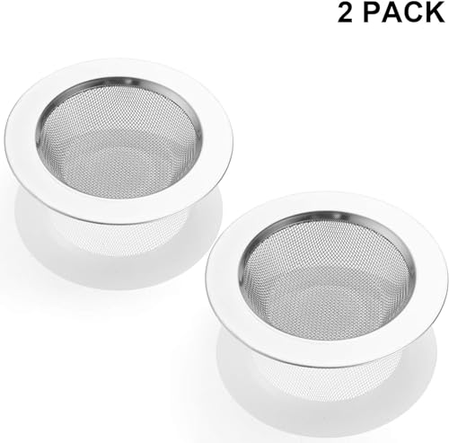 2 PCS Kitchen Sink Strainer Stainless Steel, kitchen Sink Drain Strainerï¼Sink Strainers with Large Wide Rim 4.5" Diameter for Kitchen Sinks