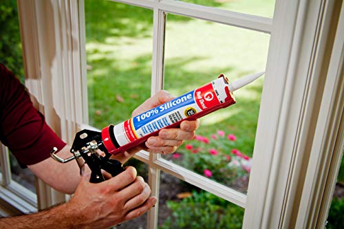 Red Devil 0826 100% Silicone Sealant Architectural Grade, Silicone Architectural Grade RTV Sealant, A Water-Resistant Adhesive for Interior and Exterior Use, 9.8 oz. Tube, Clear, 1-Pack