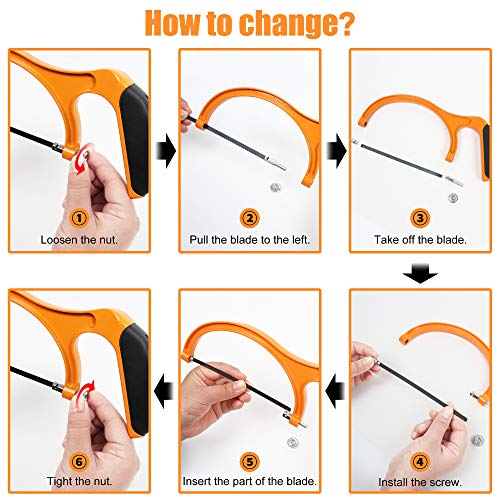 BEETRO Hacksaw Frame Set, 12ââ Hacksaw Frame, 6ââ Hacksaw Frame and 10'' Mini Hacksaw, Including Six Extra Blades, Handsaw for Metal, Wood, PVC Pipes