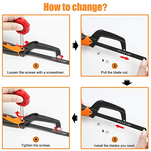 BEETRO Hacksaw Frame Set, 12ââ Hacksaw Frame, 6ââ Hacksaw Frame and 10'' Mini Hacksaw, Including Six Extra Blades, Handsaw for Metal, Wood, PVC Pipes