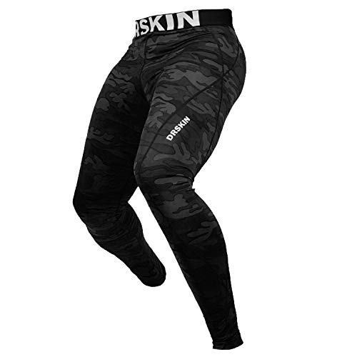 DRSKIN Menâs Compression Pants Tights Leggings Sports Baselayer Running Workout Active Yoga Dry Thermal Winter (DMBB04, M) Black