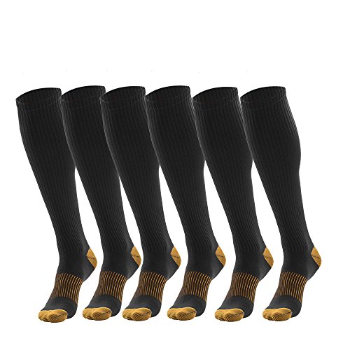 McNick & Company Men's Copper Compression Sock (3 Pairs, Black) â Knee-High Length to Support Blood Circulation â Copper Infused for Health