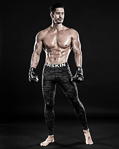 DRSKIN Menâs Compression Pants Tights Leggings Sports Baselayer Running Workout Active Yoga Dry Thermal Winter (DMBB04, M) Black