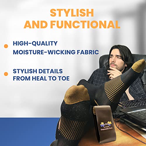 McNick & Company Men's Copper Compression Sock (3 Pairs, Black) â Knee-High Length to Support Blood Circulation â Copper Infused for Health