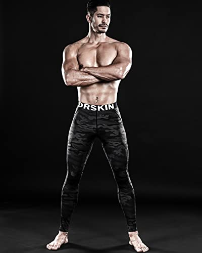 DRSKIN Menâs Compression Pants Tights Leggings Sports Baselayer Running Workout Active Yoga Dry Thermal Winter (DMBB04, M) Black