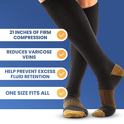 McNick & Company Men's Copper Compression Sock (3 Pairs, Black) â Knee-High Length to Support Blood Circulation â Copper Infused for Health