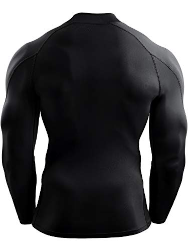 NELEUS Men's Compression Shirts Dry Fit Long Sleeve Mock Neck Shirts,3 Pack,5059,Black/Grey/Navy Blue,US M,EU L