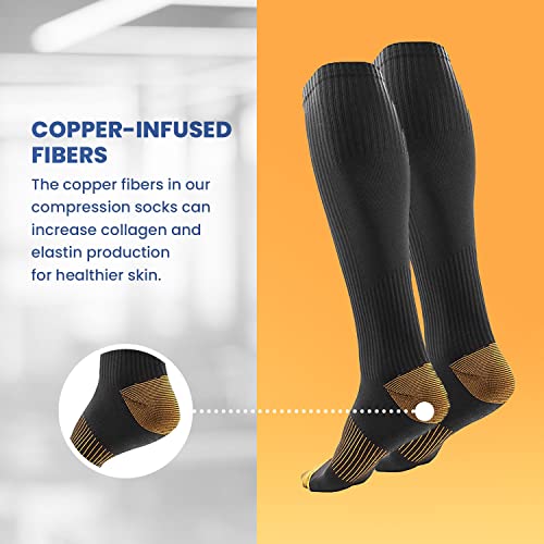 McNick & Company Men's Copper Compression Sock (3 Pairs, Black) â Knee-High Length to Support Blood Circulation â Copper Infused for Health