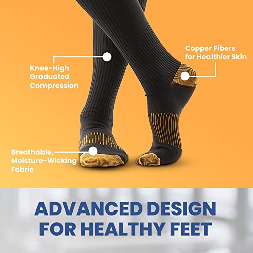 McNick & Company Men's Copper Compression Sock (3 Pairs, Black) â Knee-High Length to Support Blood Circulation â Copper Infused for Health