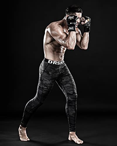 DRSKIN Menâs Compression Pants Tights Leggings Sports Baselayer Running Workout Active Yoga Dry Thermal Winter (DMBB04, M) Black