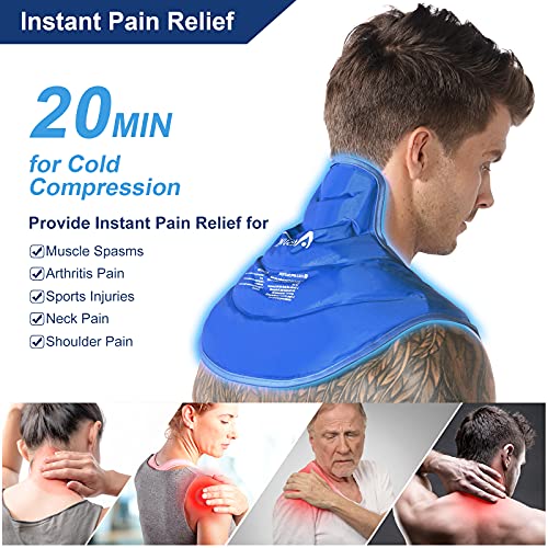 Atsuwell Ice Pack for Neck and Shoulders Pain Relief Cold Compress Therapy Shoulder Ice Packs for Injuries Reusable Gel, Large Upper Back Cold Pack Wrap for Swelling, Bruises, Sprain, Surgery