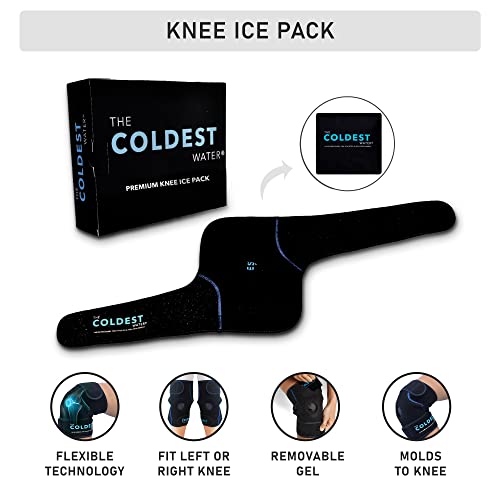 The Coldest Knee Ice Pack Wrap, Hot and Cold Therapy - Reusable Compression Best for Meniscus Tear, Injury Recovery, Bursitis Pain Recovery, Sprains, Swelling and Rheumatoid Arthritis (Knee Ice Pack)