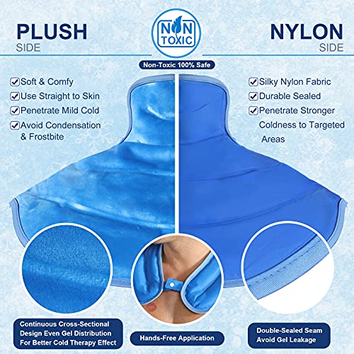 Atsuwell Ice Pack for Neck and Shoulders Pain Relief Cold Compress Therapy Shoulder Ice Packs for Injuries Reusable Gel, Large Upper Back Cold Pack Wrap for Swelling, Bruises, Sprain, Surgery