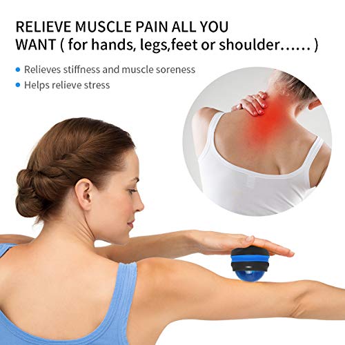 Coolrunner Massage Ball, Manual Roller Massager, 2-Pack Handheld Self Massage Therapy and Relax Full Body Tools for Sore Muscles, Shoulders, Neck, Arms, Legs, Back, Foot, Body(Blue&Purple)