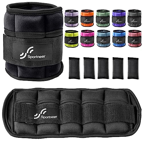 Sportneer Adjustable Ankle Weights 1 Pair 2 4 6 8 10 Lbs Leg Weight Straps for Women Men Kids, Weighted Ankle Weights Set for Gym,Fitness, Workout,Walking, Jogging,1-5 lbs Each Pack, 2 Pack 2-10 lbs