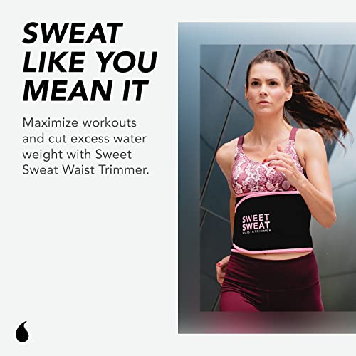 Sweet Sweat Waist Trimmer, by Sports Research - Sweat Band Increases Stomach Temp to Cut Water Weight Black/Pink