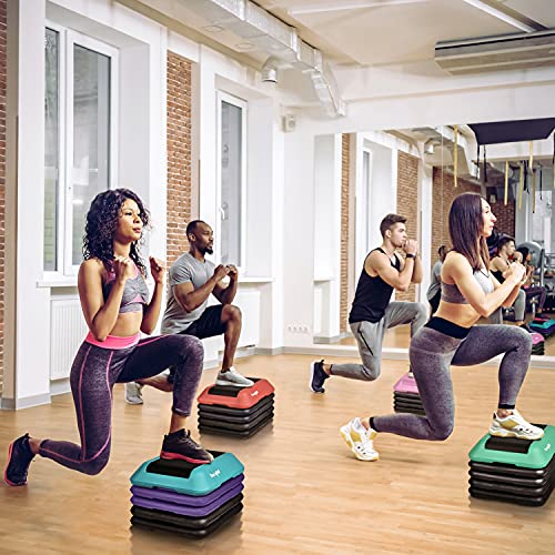 Yes4All 16" x 16" Adjustable High Step Aerobic Platform with 4 Risers (Pink-Grey)