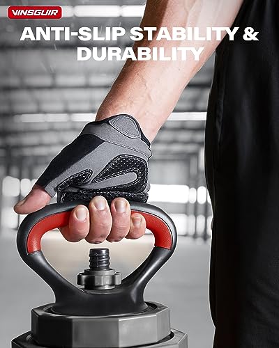 Vinsguir Workout Gloves for Men & Women, Lightweight Breathable Weight Lifting Gloves, Gym Gloves Curved Open Back for Exercise, Weightlifting, Fitness, Training, Climbing, Cycling and Rowing