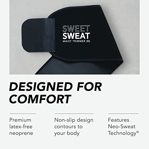 Sweet Sweat Waist Trimmer, by Sports Research - Sweat Band Increases Stomach Temp to Cut Water Weight Black/Pink
