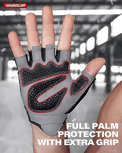 Vinsguir Workout Gloves for Men & Women, Lightweight Breathable Weight Lifting Gloves, Gym Gloves Curved Open Back for Exercise, Weightlifting, Fitness, Training, Climbing, Cycling and Rowing