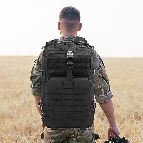 EMDMAK Military Tactical Backpack, 42L Large Military Pack Army 3 Day Assault Pack Molle Bag Rucksack for Outdoor Hiking Camping Hunting