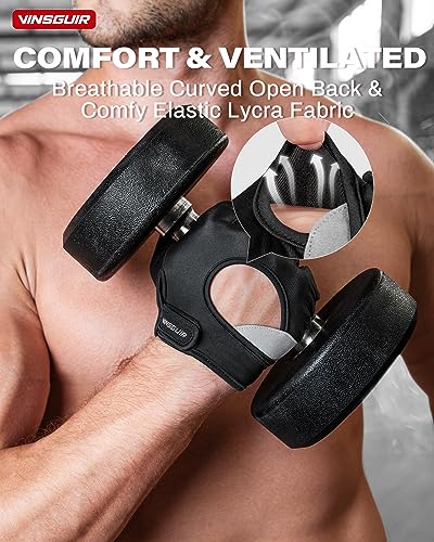 Vinsguir Workout Gloves for Men & Women, Lightweight Breathable Weight Lifting Gloves, Gym Gloves Curved Open Back for Exercise, Weightlifting, Fitness, Training, Climbing, Cycling and Rowing