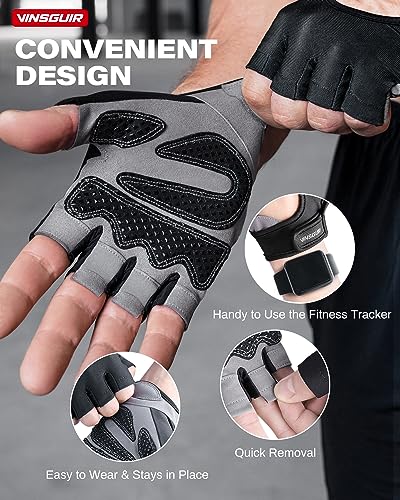 Vinsguir Workout Gloves for Men & Women, Lightweight Breathable Weight Lifting Gloves, Gym Gloves Curved Open Back for Exercise, Weightlifting, Fitness, Training, Climbing, Cycling and Rowing