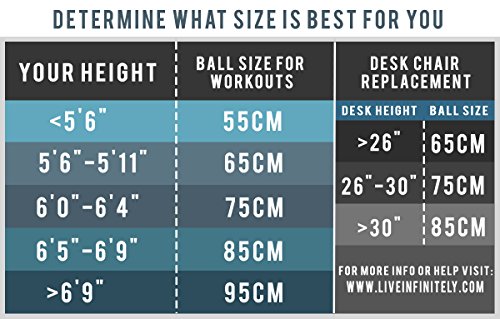 Exercise Ball (55cm-95cm) Extra Thick Professional Grade Balance & Stability Ball- Anti Burst Tested Supports 2200lbs- Includes Hand Pump & Workout Guide Access (Grey, 95 cm)