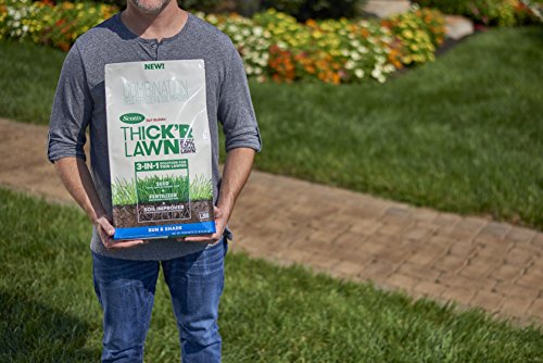 Scotts Turf Builder Thick'R Lawn Grass Seed, Fertilizer and Soil Improver for Sun & Shade, 12 lbs.