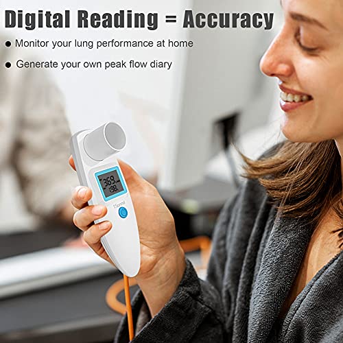 Digital Peak Flow Meter Spirometer Asthma for Adult Kids Portable PEF Forced Expiratory Volume FEV1 Home Medical