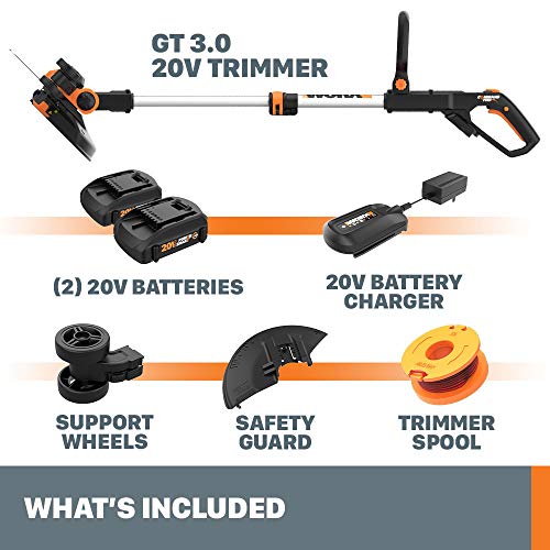 Worx WG163 GT 3.0 20V PowerShare 12" Cordless String Trimmer & Edger (Battery & Charger Included)