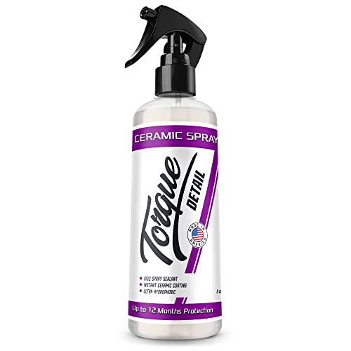 Torque Detail Ceramic Spray - Easy to Apply, Ceramic Coating Spray - Proprietary Silica Formula (Nano SiO2) Seals & Shields Carâs Clear Coat - Hydrophobic Protection & High-Gloss Shine (8 oz)