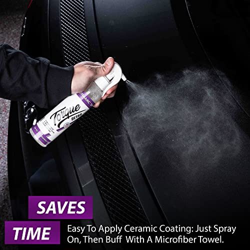 Torque Detail Ceramic Spray - Easy to Apply, Ceramic Coating Spray - Proprietary Silica Formula (Nano SiO2) Seals & Shields Carâs Clear Coat - Hydrophobic Protection & High-Gloss Shine (8 oz)