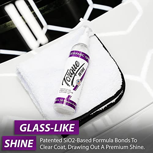 Torque Detail Ceramic Spray - Easy to Apply, Ceramic Coating Spray - Proprietary Silica Formula (Nano SiO2) Seals & Shields Carâs Clear Coat - Hydrophobic Protection & High-Gloss Shine (8 oz)