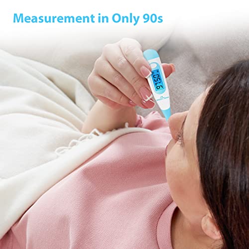 Easy@Home Digital Basal Thermometer with Blue Backlight LCD Display, 1/100th Degree High Precision and Memory Recall, NOT Bluetooth Enabled, Upgraded EBT-100B(Blue)