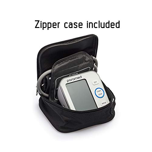 Paramed Blood Pressure Monitor - Bp Machine - Automatic Upper Arm Blood Pressure Cuff 8.7 - 15.7 inches - Large LCD Display, 120 Sets Memory - Device Bag & Batteries Included