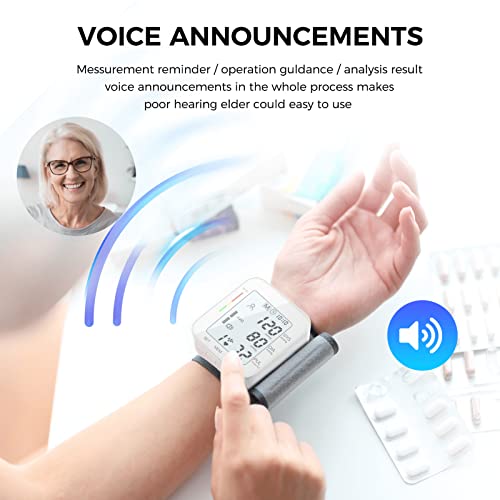 MMIZOO Blood Pressure Monitor Wrist Bp Monitor Large LCD Display Blood Pressure Machine Adjustable Wrist Cuff 5.31-7.68inch Automatic 90x2 Sets Memory for Home Use (W1681)