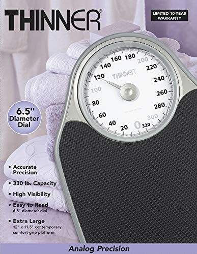 Thinner Extra-Large Dial Analog Precision Bathroom Scale, Analog Bath Scale, Measures Weight Up to 330 Lbs
