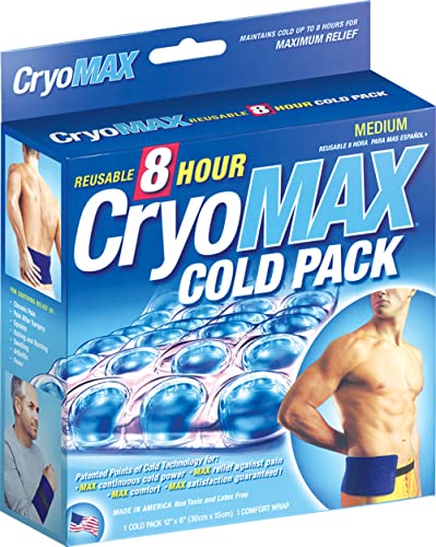 Cryo-Max Cold Pack, 8 Hour Reusable Cold Therapy Ice Pack for Elbows, Knees, Neck + More, Medium, 6" x 12" (1 Count)