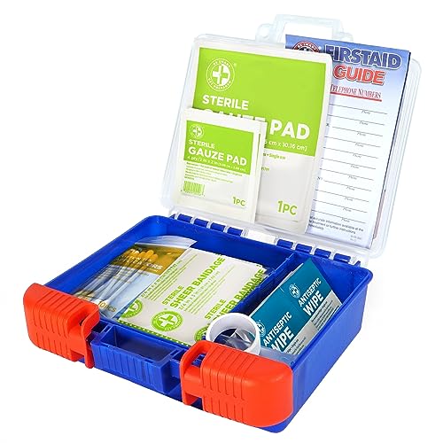 Be Smart Get Prepared 110 Piece First Aid Kit: Clean, Treat, Protect Minor Cuts, Scrapes. Home, Office, Car, School, Business, Travel, Emergency, Survival, Hunting, Outdoor, Camping & Sports