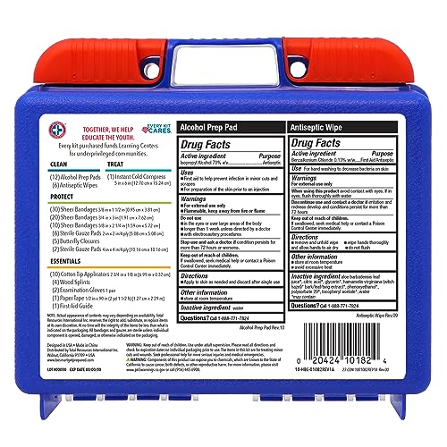 Be Smart Get Prepared 110 Piece First Aid Kit: Clean, Treat, Protect Minor Cuts, Scrapes. Home, Office, Car, School, Business, Travel, Emergency, Survival, Hunting, Outdoor, Camping & Sports