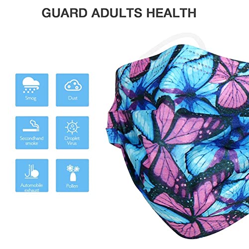 100 Pcs Disposable Face Masks - 3-layer Breathable Safety Masks, Comfortable Protective Mouth Cover with Nose Clip (Black Butterfly)