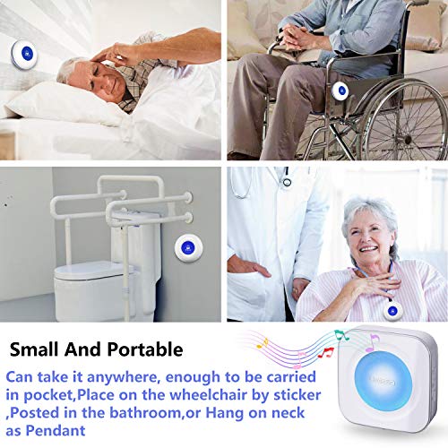 LIOTOIN Wireless Caregiver Pager Call Button Nurse Alert System Call Bell for Home/Elderly/Patients/Disabled 4 Transmitters 4 Plugin Receivers (with Color Light Flashing Reminder)