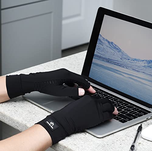 COPPER HEAL Arthritis Compression Gloves Rheumatoid Carpal Tunnel Glove Fingerless Pains Hands Support finger joint